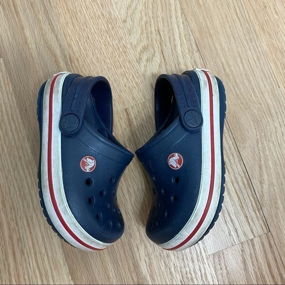 Crocs Sandals Sz 4/5 Blue White Red Kids Baby